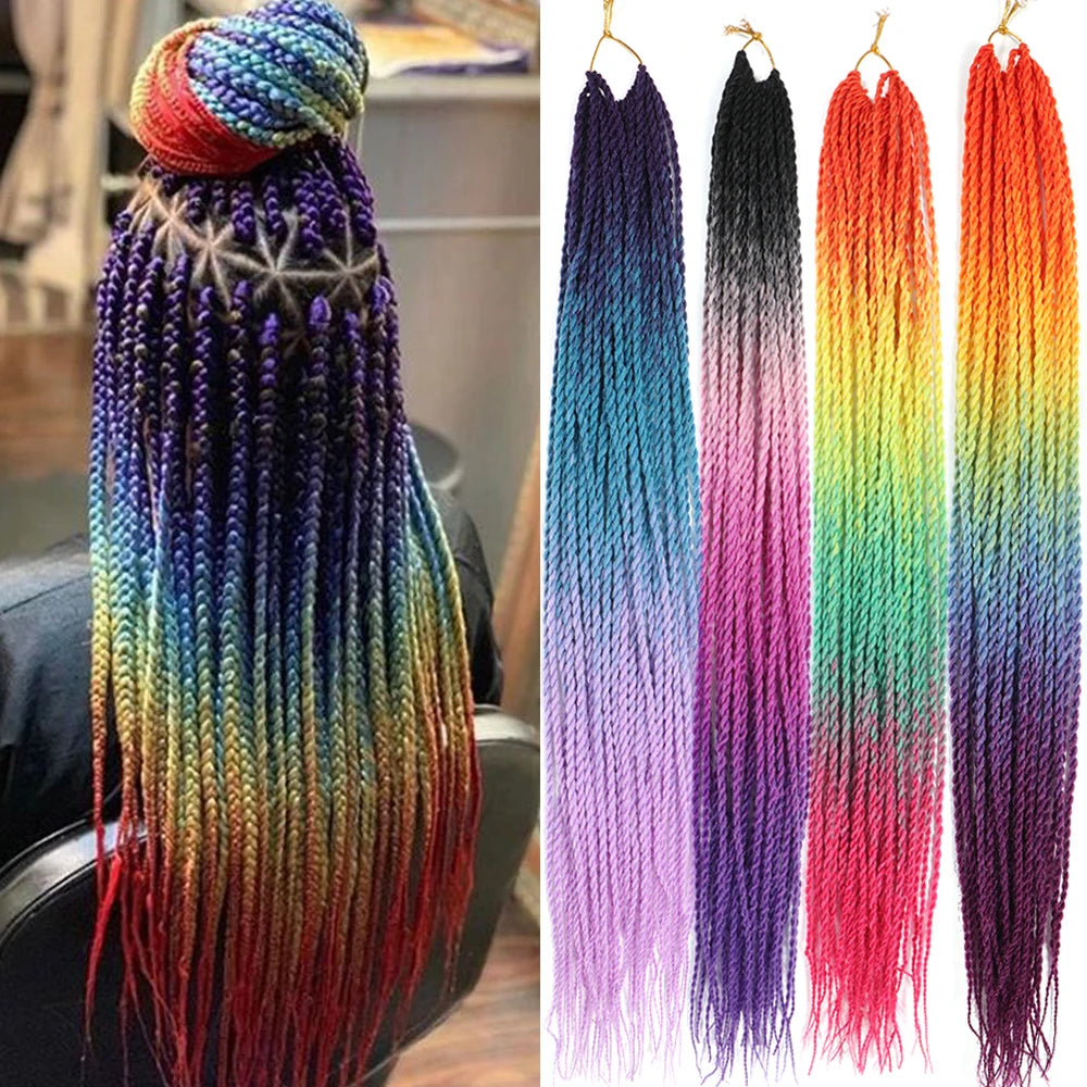 Tresses Senegalese Twist Crochet 24 Pouces | Dreadlocks Synthétiques | 30 Racines | Extensions Femme