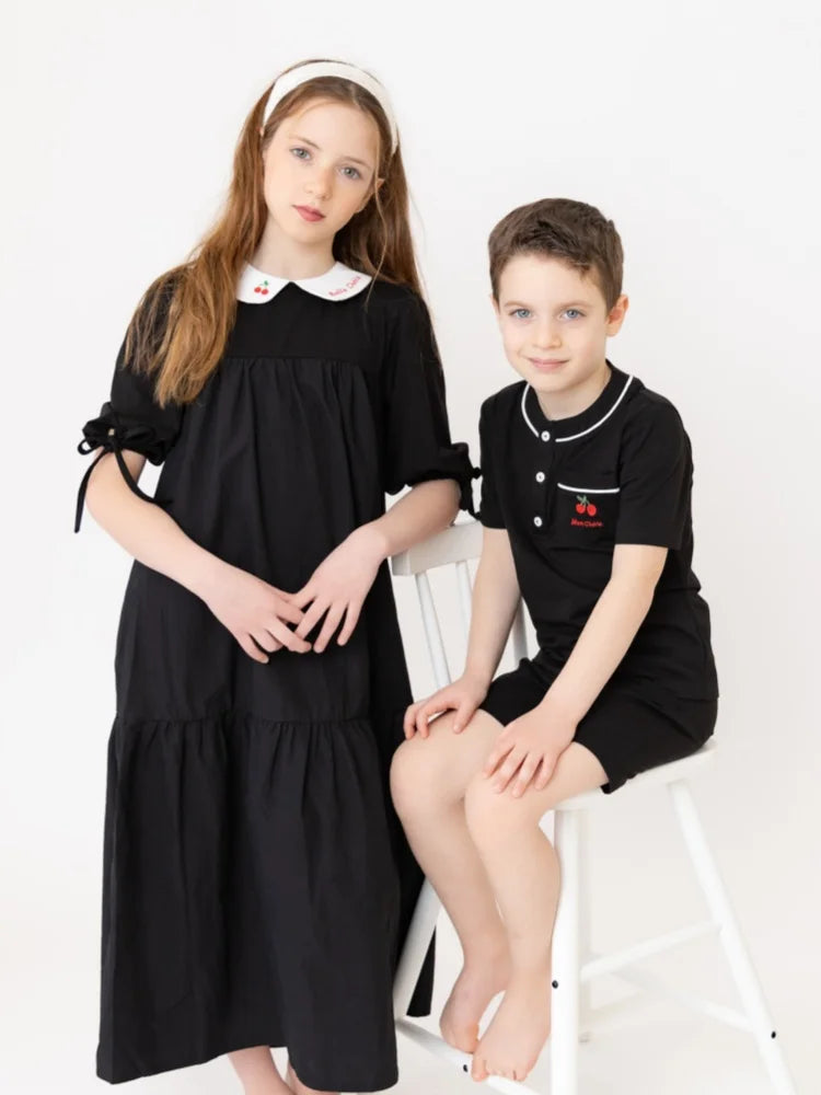 AP SS26 Friday Night Pinstripe Collection Kids Boys Girls Cotton Striped Maxi Dress Shirt Baby Set Family Matching Clothing