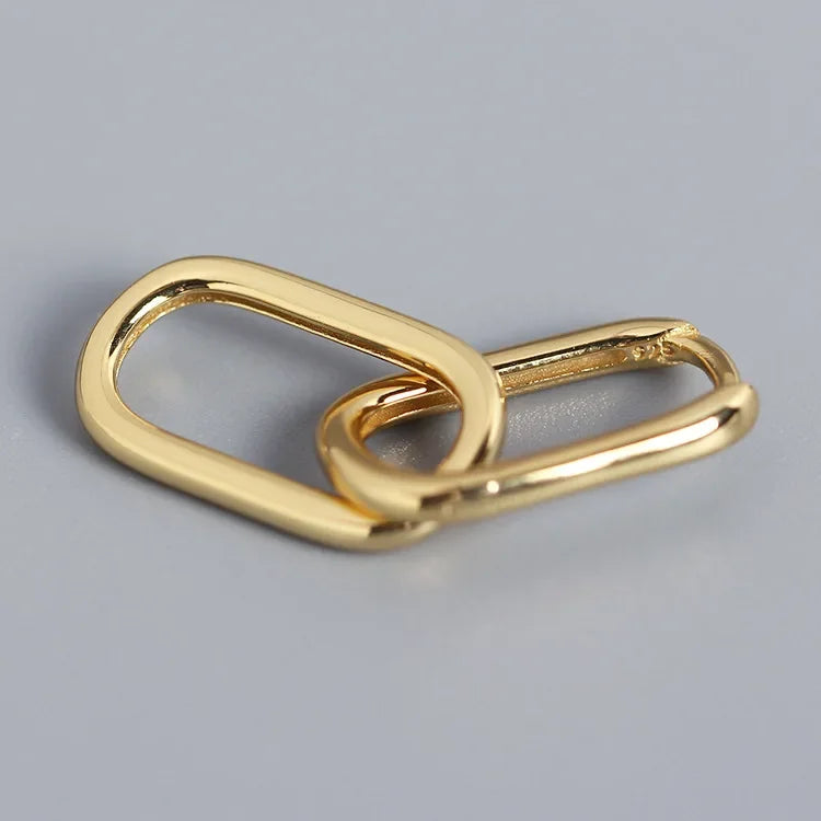Créoles Ovales Géométriques Argent 925 | Style Métal Simple Détachable | Femme | Bijou Cadeau