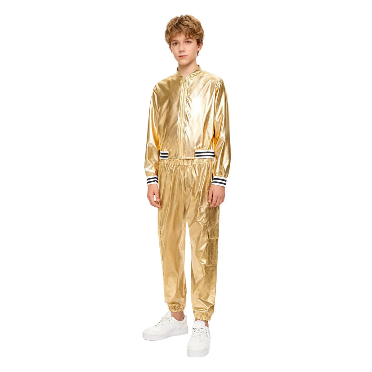 Ensemble Danse Fille Hip Hop | Veste Bomber Métallique & Pantalon | Costume Scène Carnaval Jazz