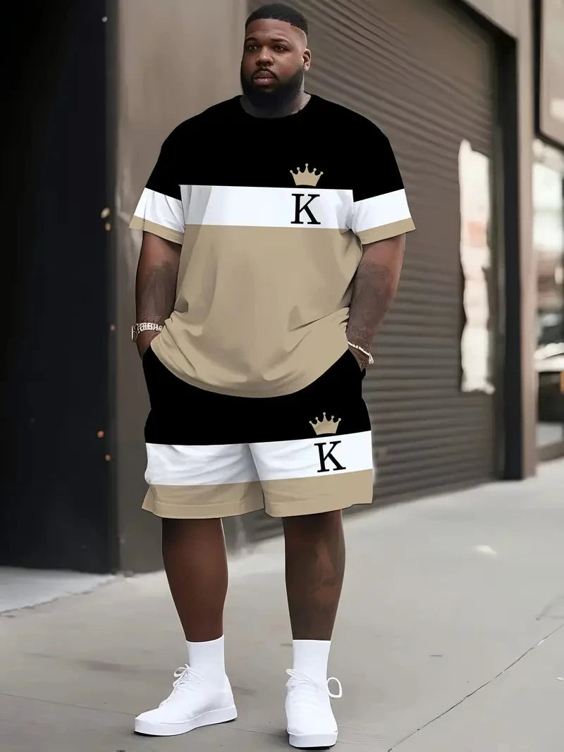Ensemble t-shirt imprimé et short pour homme | Cordon de serrage
