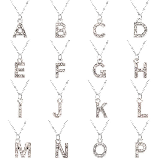 Collier Pendentif Lettre Brillant A-Z | 26 Initiales | Chaîne Clavicule | Bijou Saint-Valentin & Cadeau