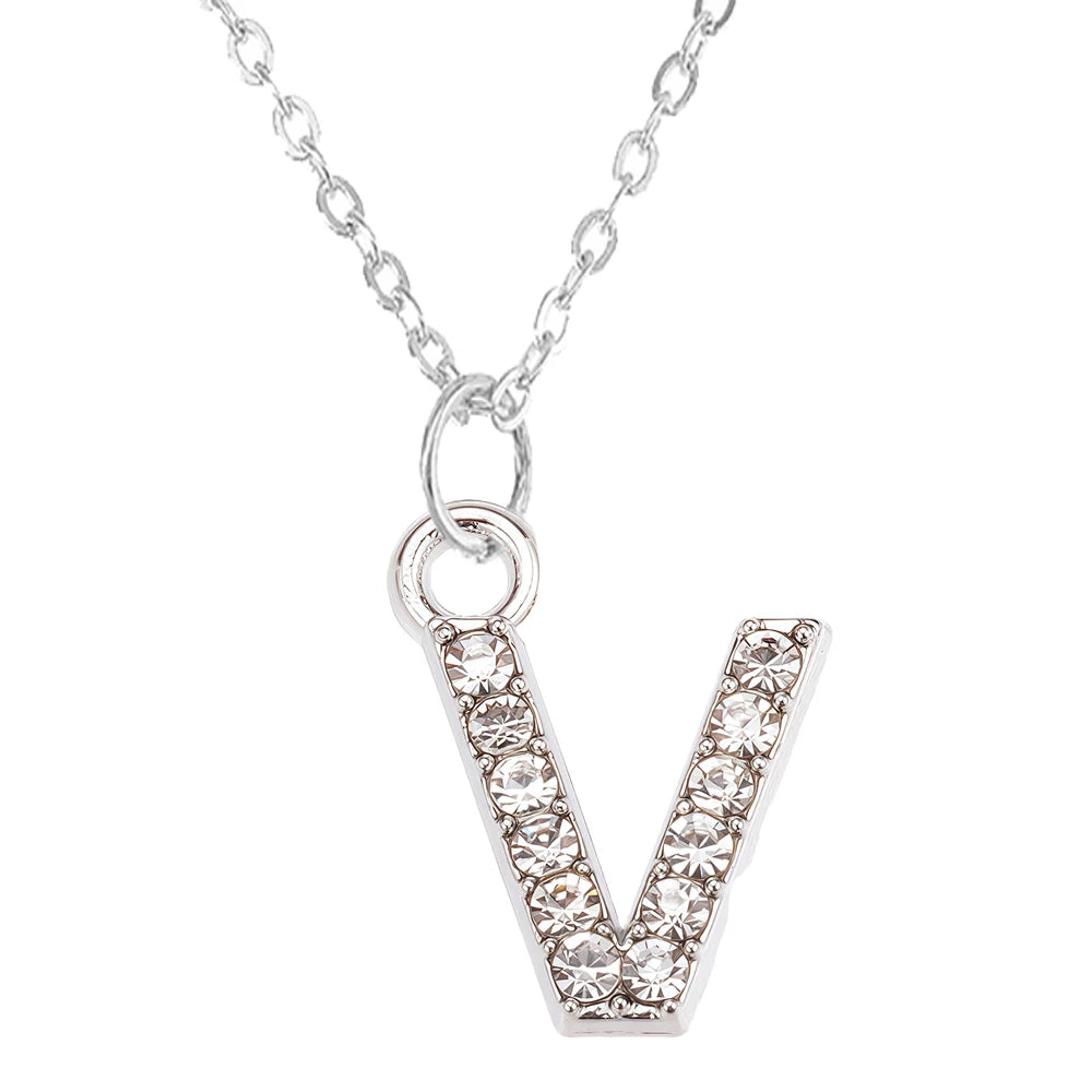 Collier Pendentif Lettre Brillant A-Z | 26 Initiales | Chaîne Clavicule | Bijou Saint-Valentin & Cadeau