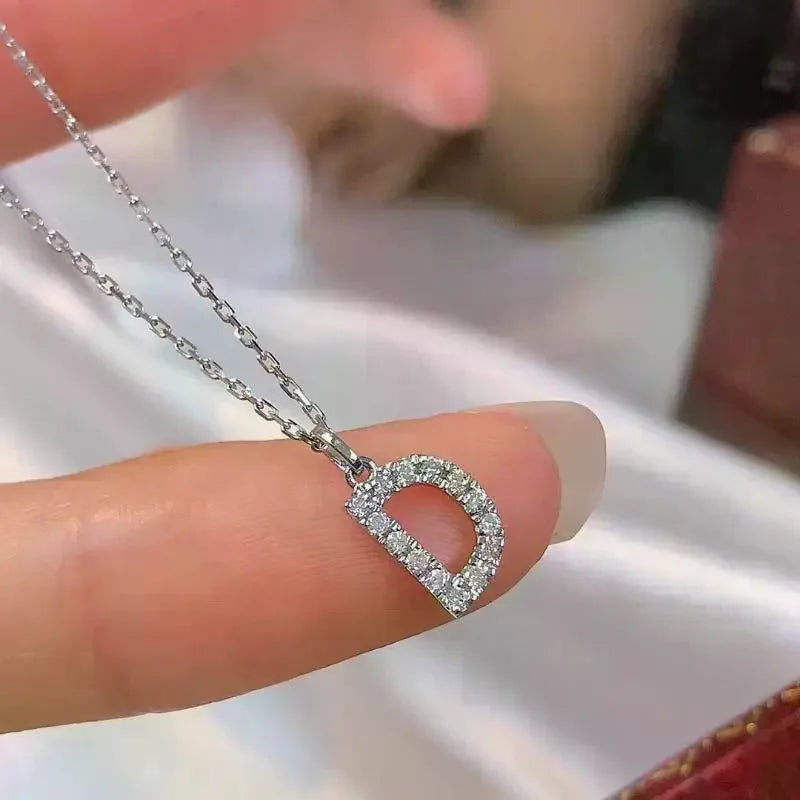 Fashionable Shiny A-Z Letter Pendant Charm Necklace 26 Initial Alphabet Name Clavicle Chain Party Jewelry Gift