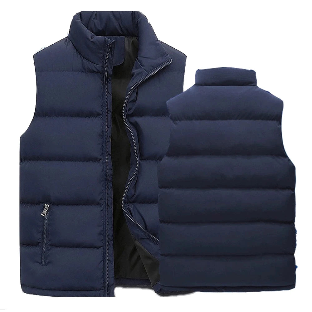 Men's Vest Jacket Warm Sleeveless Jackets Winter Waterproof Zipper Coat Autumn Stand-up Collar Casual Waistcoat Brand Clothing