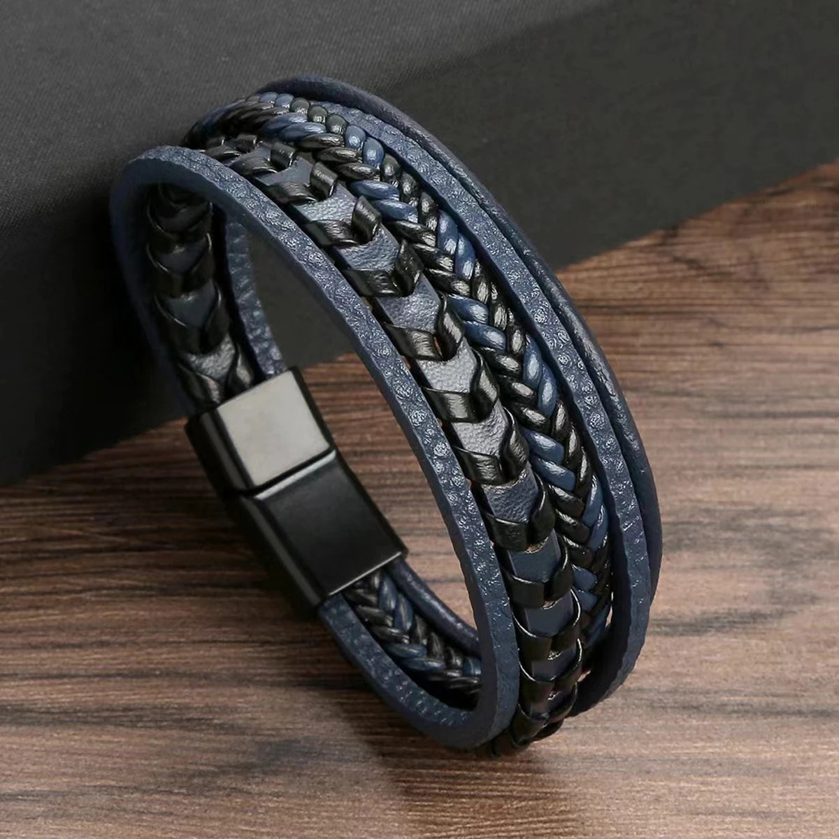 Bracelet Cuir Tressé Multicouche Homme | Boucle Magnétique Alliage | Vintage Rétro | Accessoire Mode