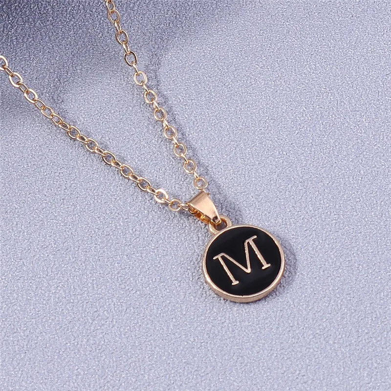 Collier Pendentif Initiales Femme | 26 Lettres A-Z Émail | Bijou Tendance Cadeau Anniversaire Fille