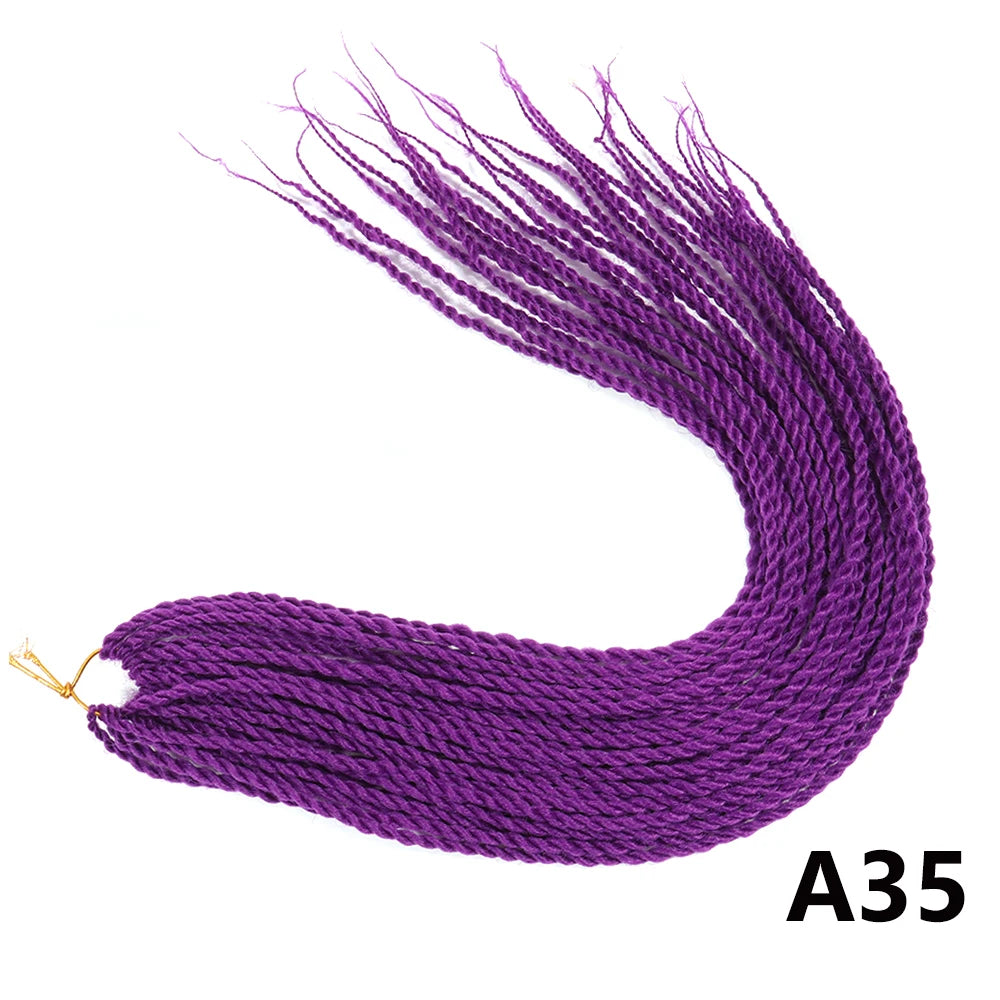 Tresses Senegalese Twist Crochet Synthétiques 24 Pouces | Brun | 30 Racines | Extensions Femme