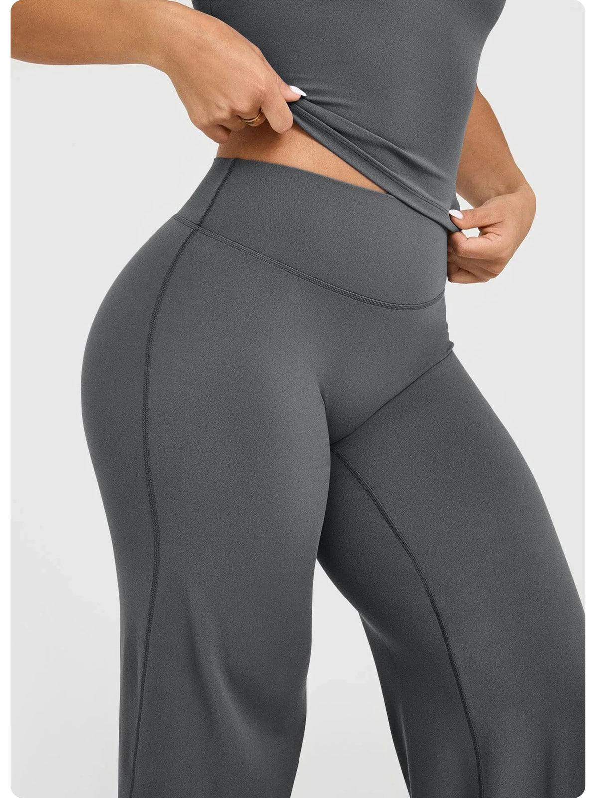 High Waisted Wide Leg Yoga Pants Women Butt Lift Coffee Brown Workout Trousers Flare Leggings Tummy Control Gym Fitness Wear