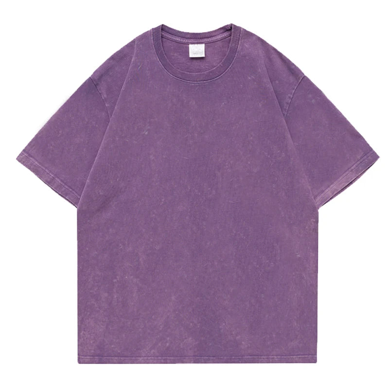 Men's Washed Vintage T-Shirts Street Hip Hop Retro Punk T Shirt Women Harajuku Casual Cotton Short Sleeve Acid Wash TShirts Top