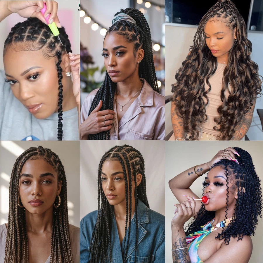 Bonnet Perruque Tressée Synthétique | Avec Baby Hair | Crochet Wig Cap | Full HD Lace Double | Femme