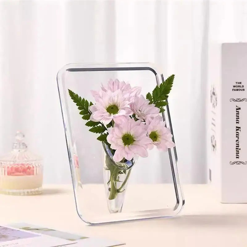 Vase à fleurs en acrylique Art moderne Cadres décoratifs transparents pour la maison Étagère de bureau Salon Affichage floral
