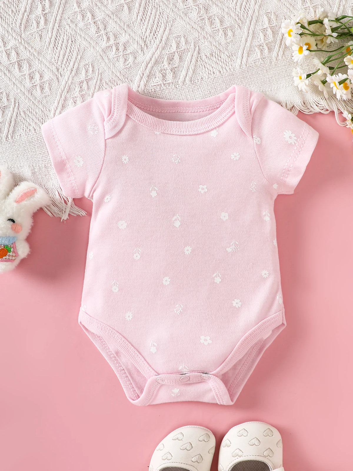 3-Piece Baby Bodysuits | 100% Cotton | Pink LOVE Print | For 0-9 Months Infants