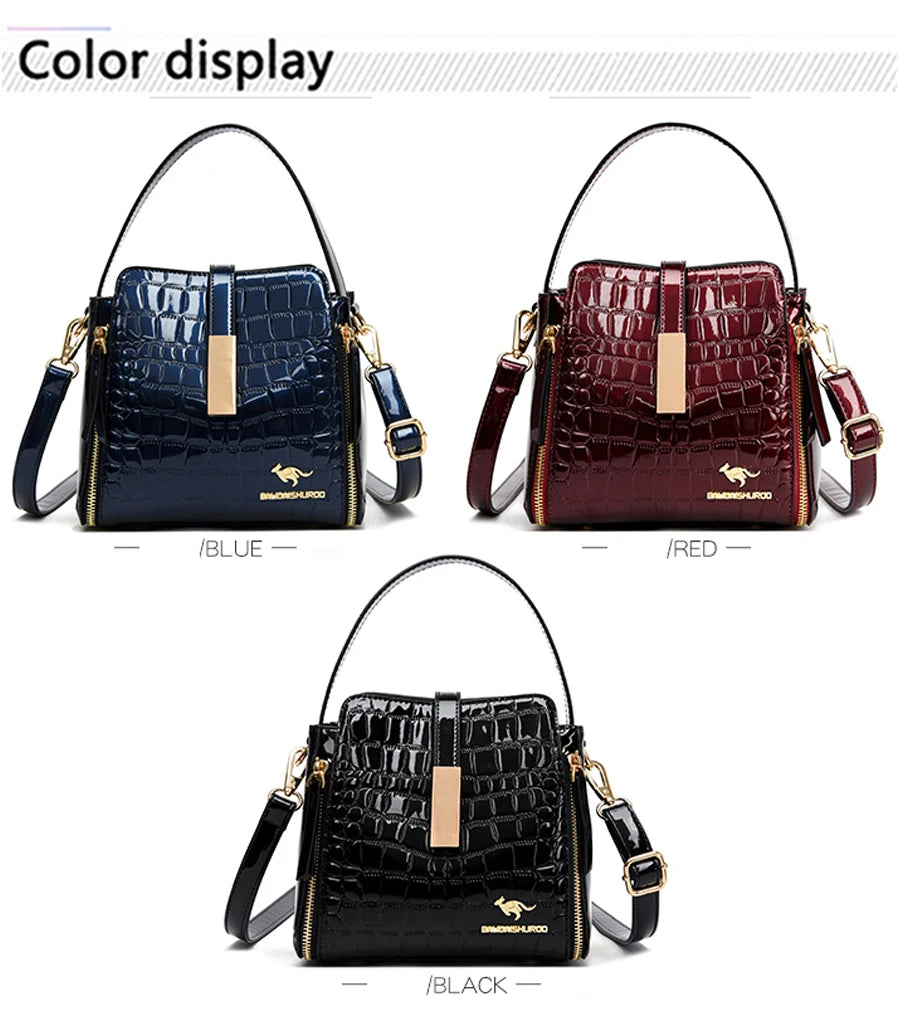 Sac à Main Femme Retro | Motif Crocodile Designer | Sacoche & Bandoulière | Cuir | Clutch Élégant