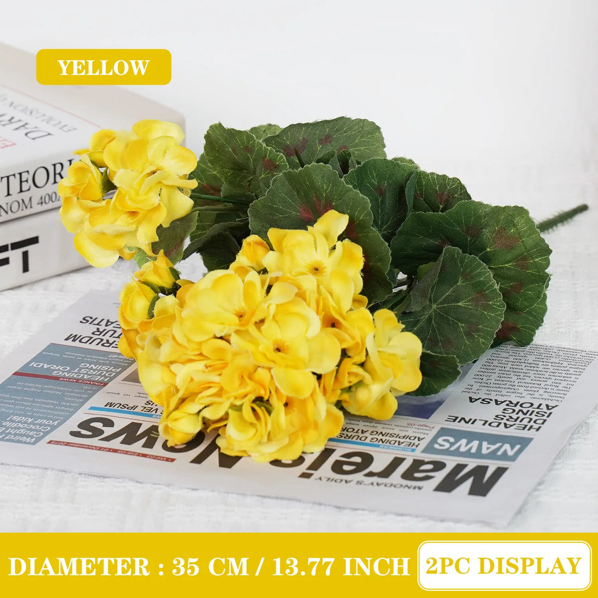 Uflower 1Pc Artificial Begonia Flower Plants for Wedding Bouquet Home Garden Bonsai Christmas Wreath Decor