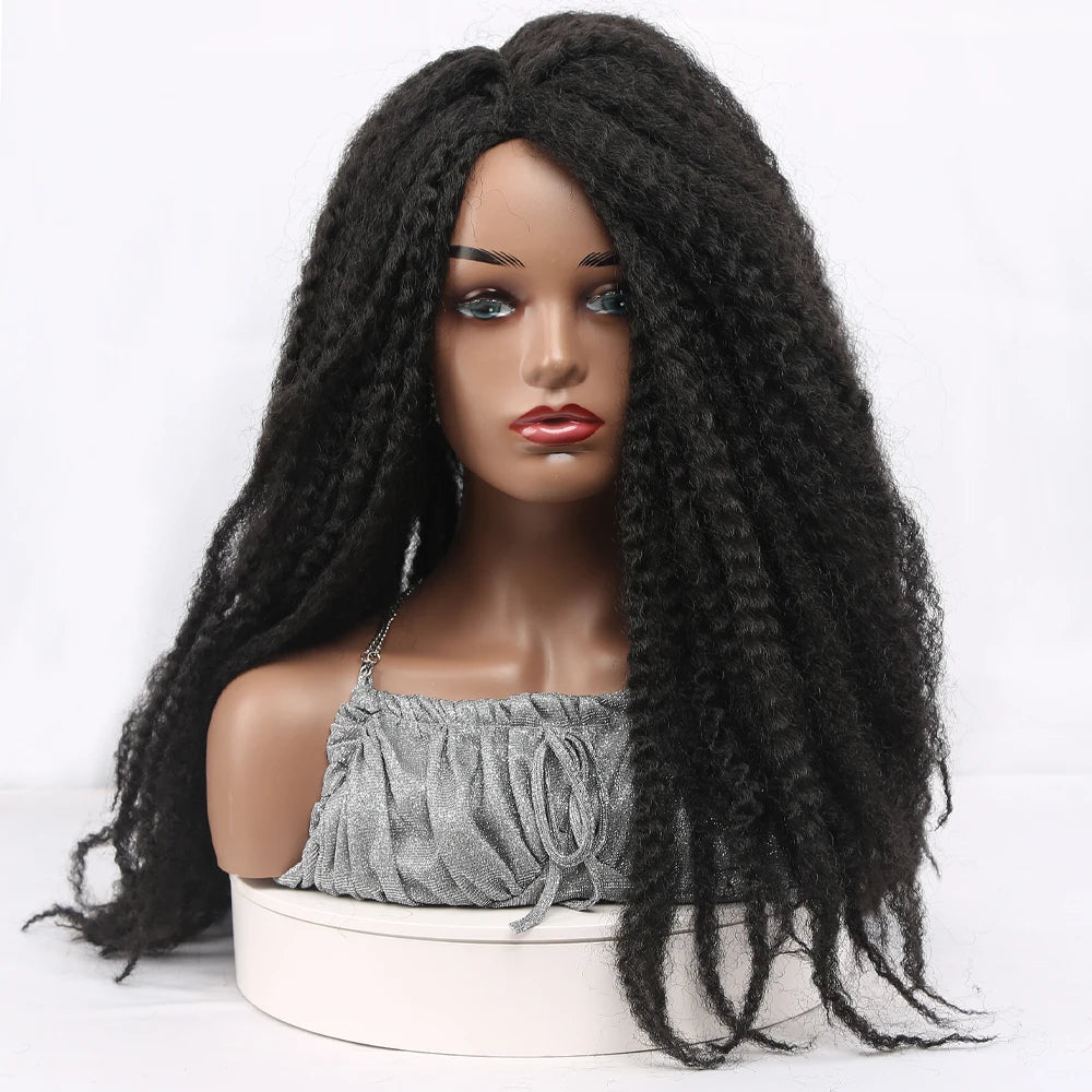 Perruque Marley Braid | 18 Pouces | Synthétique Dreadlock | Afro Kinky Naturelle | Tressage | Femme