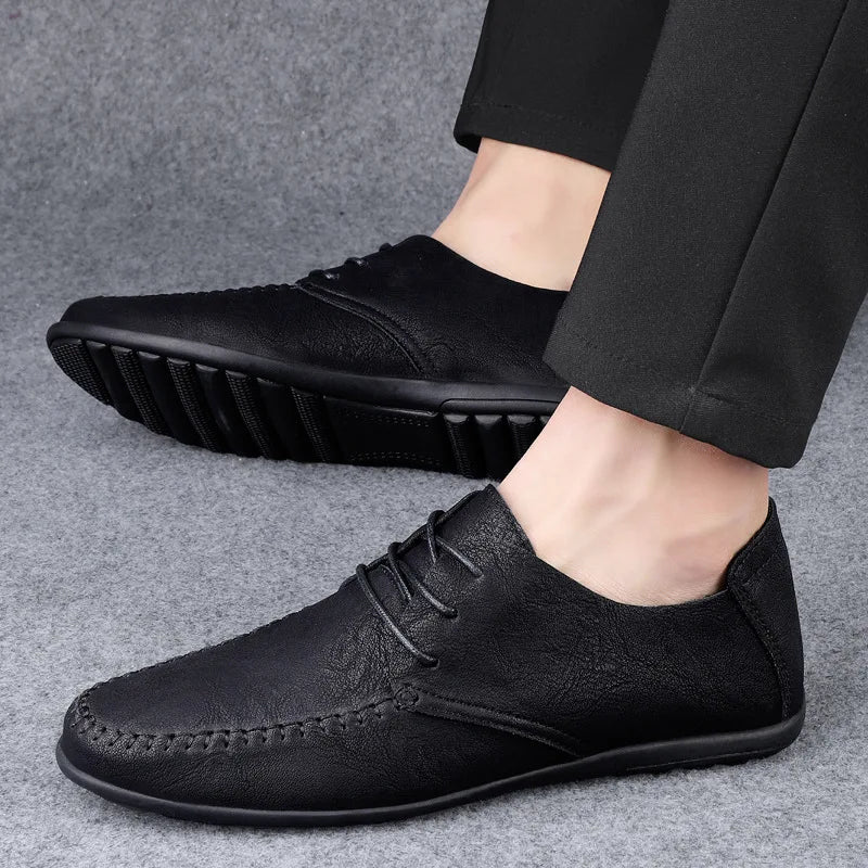 Mocassins Homme Mariage | Cuir Fendu Blanc | Chaussures Conduite Légères | Slip-On Casual Élégant 2026