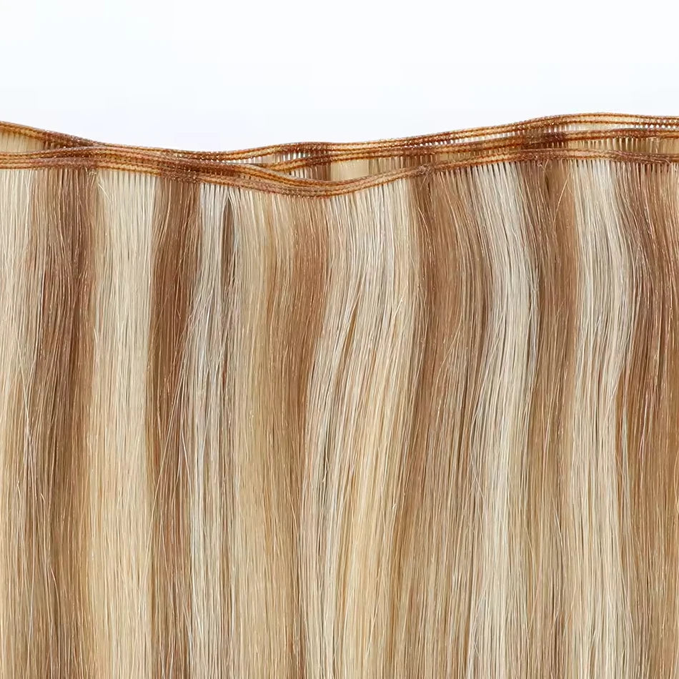 Tissage Weft Remy Européen | Lisse & Bouclable | Blonde Naturelle | 18-30 Pouces | Extensions Salon