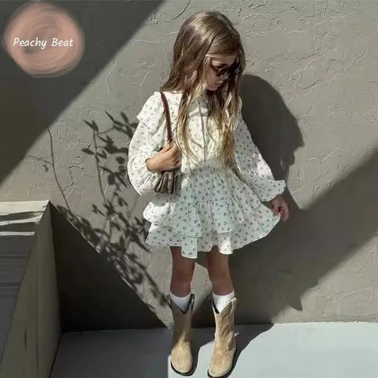Fashion Baby Girl Clothes Set Floral Shirt + Layered Skirt 2PCS Infant Toddler Child Blouse Suit Spring Autumn Baby Clothes 2-7Y