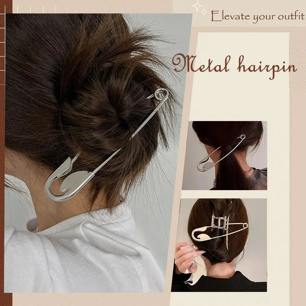 New Large Safety Pin Metal Hair Claws Barrettes For Women Girls Hair Accessories Hairclips Hairpins Headwear Gifts
