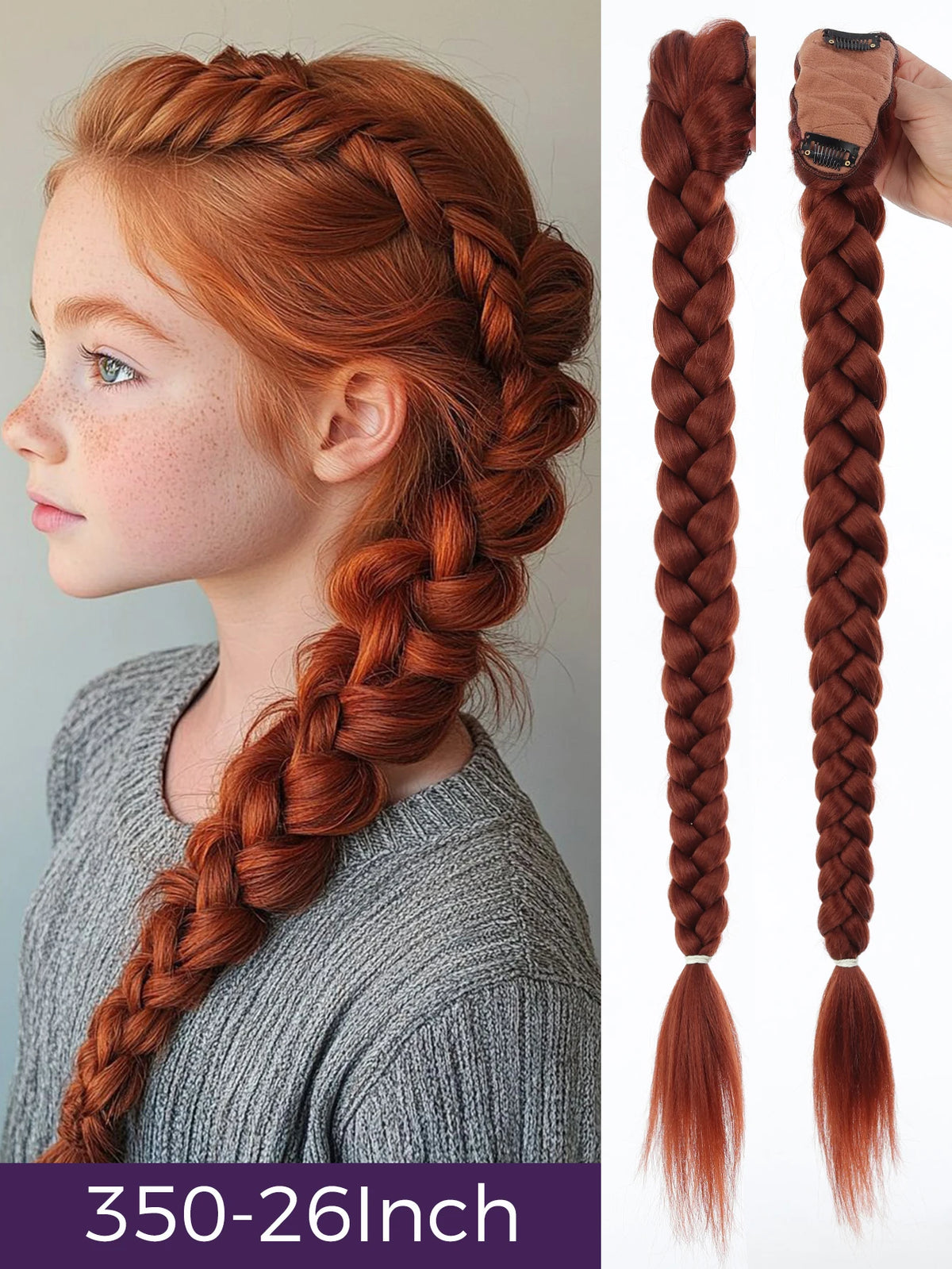 Queue de Cheval Tressée Violette | 32 Pouces | Tinsel Brillant | Extensions Super | Cosplay & Noël | Enfants & Filles