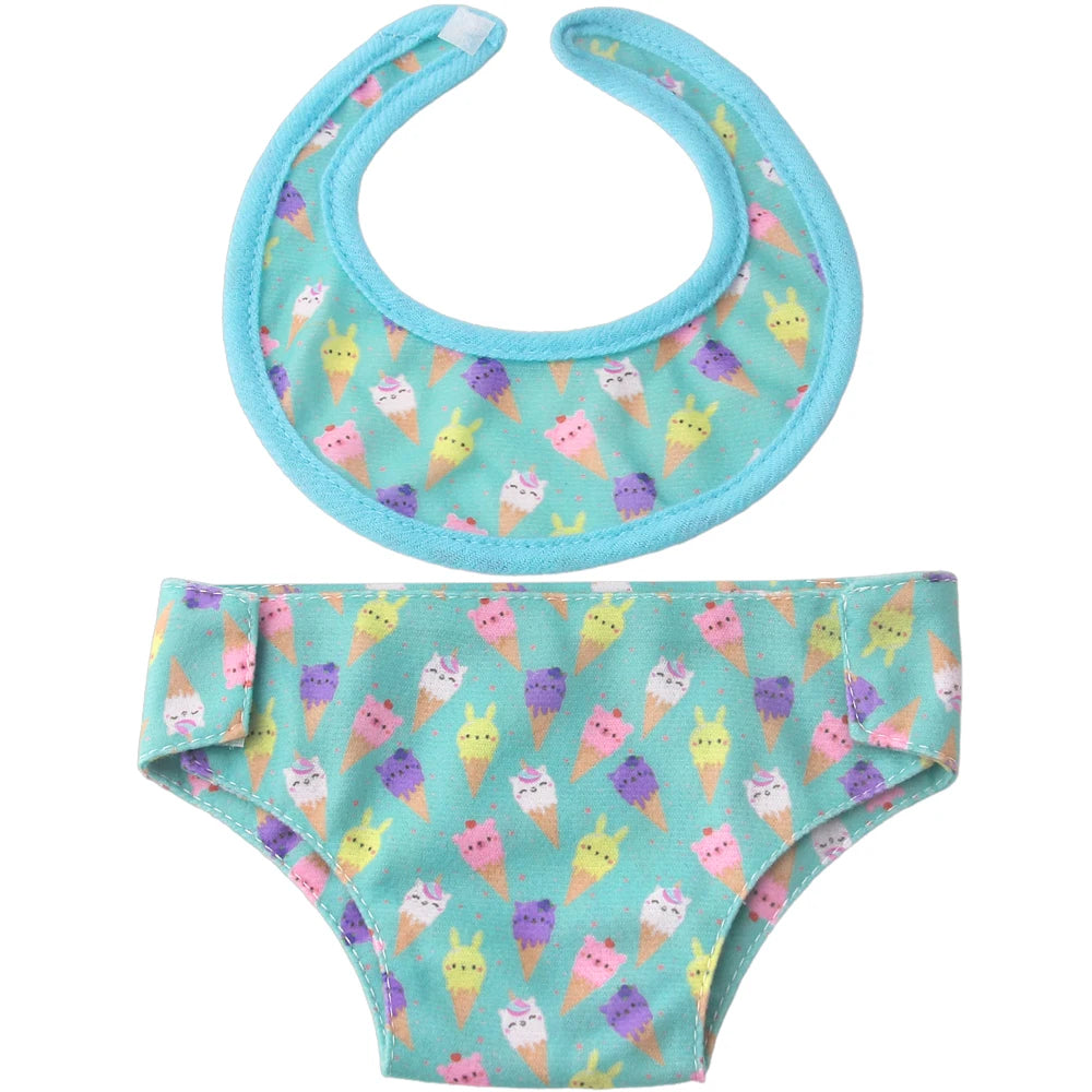 Lot Bavoirs Bébé | 43 cm | Sous-Vêtements Poupée Reborn | Américaine 18 Pouces | Accessoires Poupée (v2)