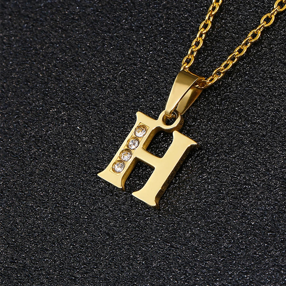 Initial A-Z Letter Name Pendant Necklace Gold Color Stainless Steel Small Alphabet Necklace For Women Jewelry Birthday Gift