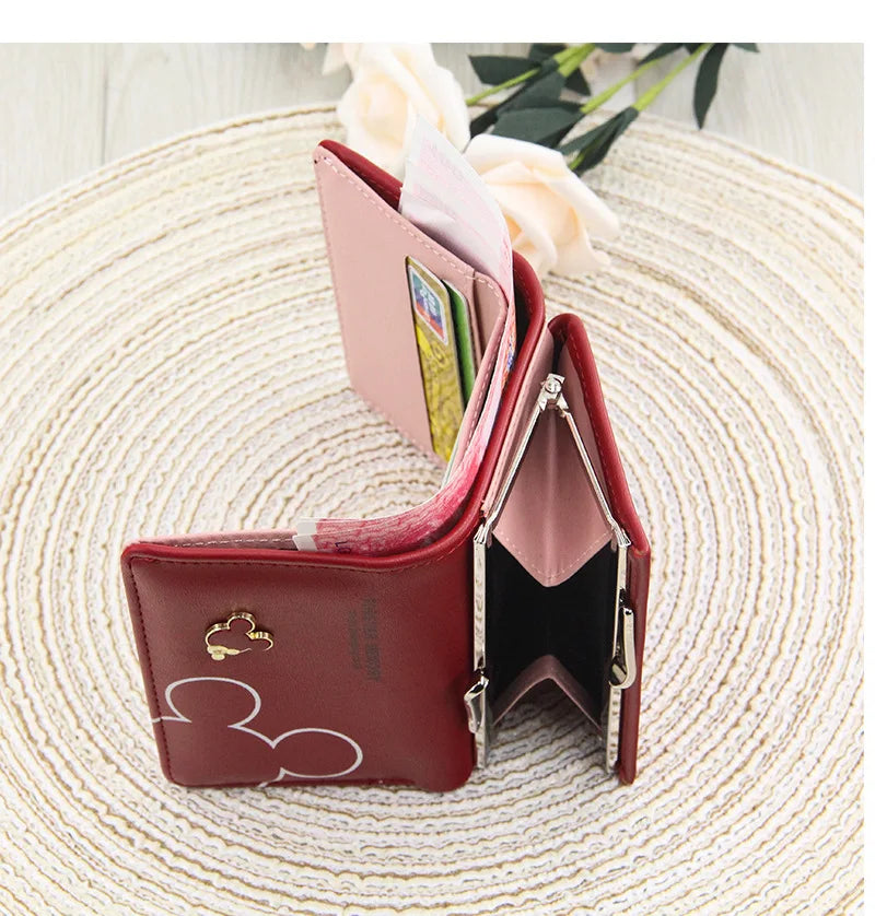Portefeuille Femme & Fille | Dessin Animé Lettres | Porte-Monnaie Tri-Pliable Court | Mode Tendance