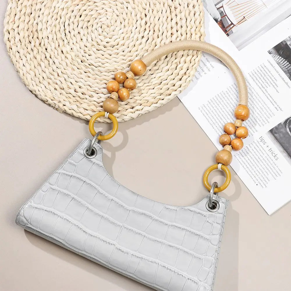 1Pcs Wooden Bead Bag Handle Rope Replacement Handbag Handle Shoulder Belt for Women Handbag DIY Bag Accessories New Fashion