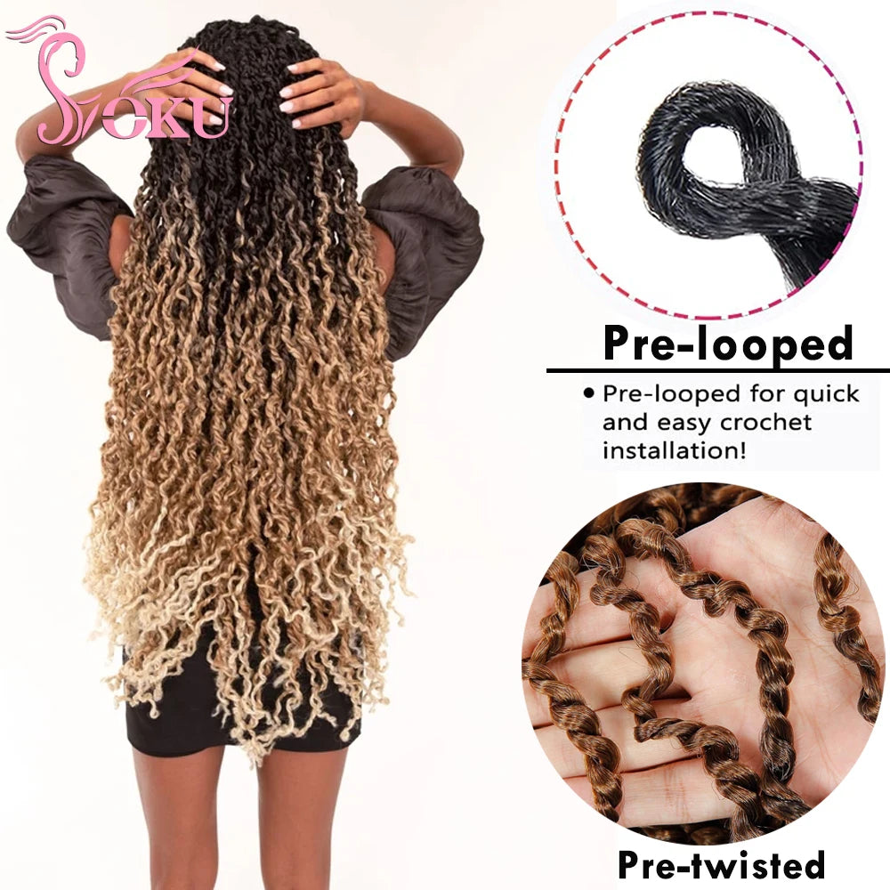 Tresses Crochet Senegalese Twist Bouclées | Brun Ombre Synthétique | Water Wave | Afro Femme | Passion & Majesty Twist