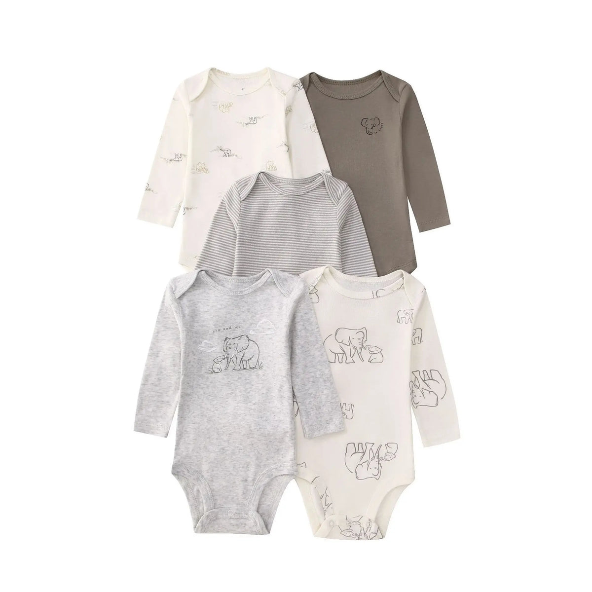 Lot 5 Bodys Bébé 2026 | Combinaison Garçon & Fille | Manches Longues | 100% Coton | Nouveau-Né