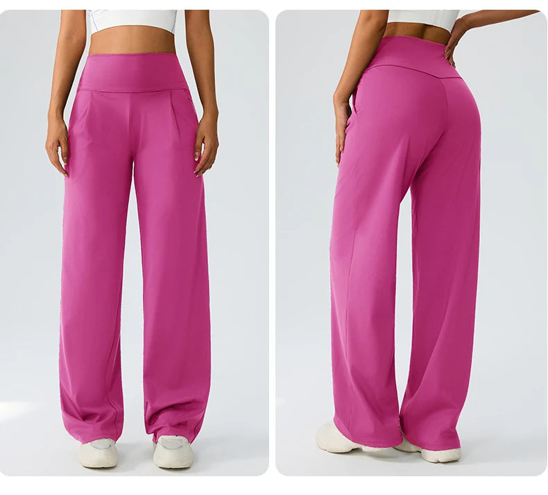 Yoga Wide Leg Pants for Women High Waisted Loose Straight Leg Pants Casual Sports Yoga Pants Women's Outerwear