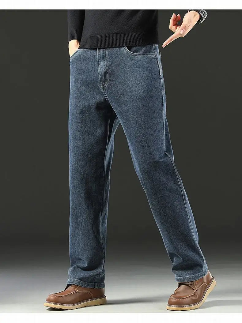 Jean droit ample en denim pour homme | Taille mi-haute
