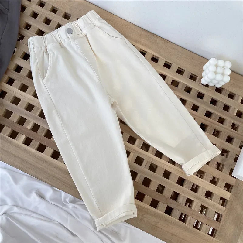 1-8 Years Boys Pants Kids Cargo Pants Mid-Rise Button Casual Outdoor Comfortable Breathable Spring Fall Fashion Children Trousers