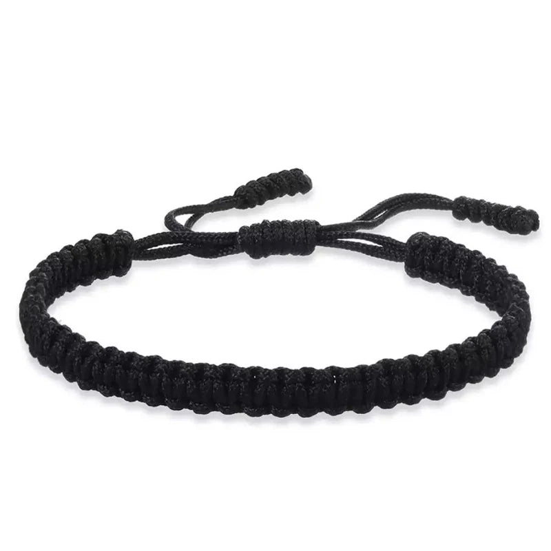 Bracelet Tressé Bouddhiste Tibetain | Rouge & Noir | Porte-Bonheur Amulette | Bijou Femme & Fille
