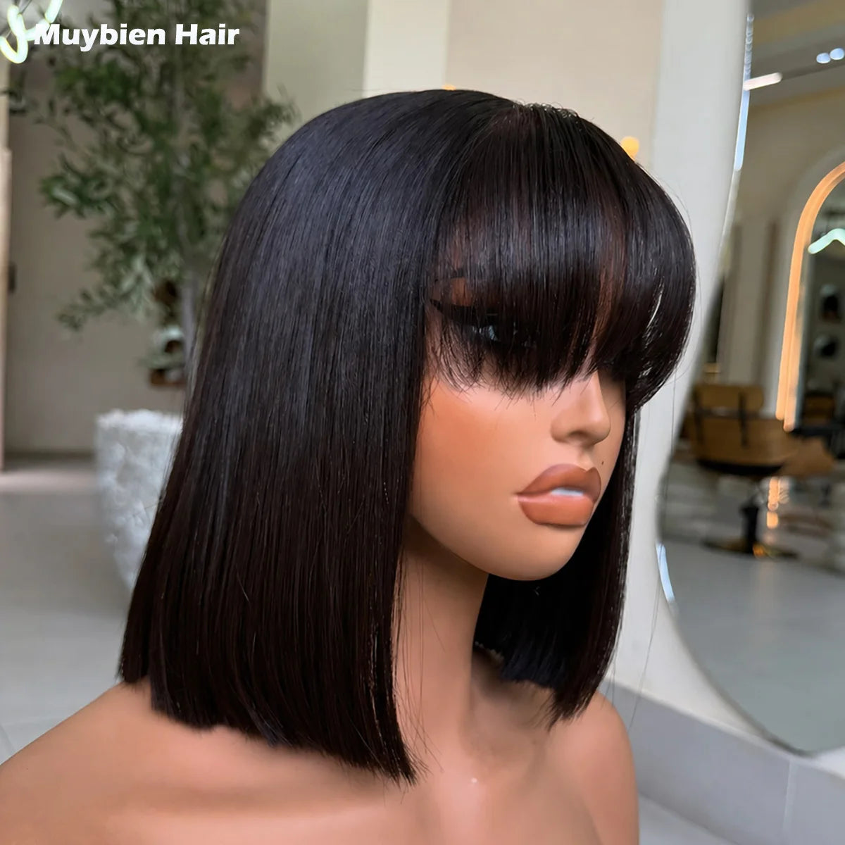 Super Double Drawn Vietnamese Blunt Cut Fringe Bob 180 Density Pre-Cut Lace Wear and Go Glueless 3x1 Closure Bob Wig with Bangs