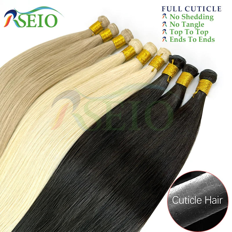 Tissage Weft Cheveux Humains Remy Naturel | 14-26 Pouces | Bouclable | Blonde & Lisse | Salon