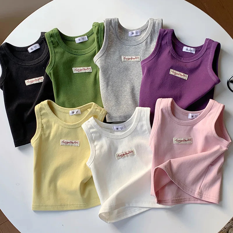 Fashion Children T-shirt For Girls Boys Cotton Vest Tops Kids Summer Clothes Sleeveless T-shirt