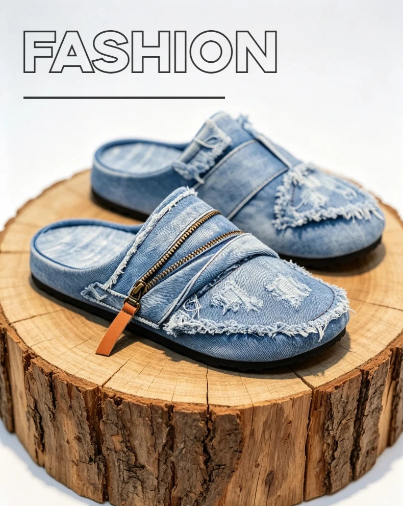 Chaussures Homme Tendance Été 2026 | Denim Bleu Canvas | Grande Pointure 47 | Casual Slip-On Street