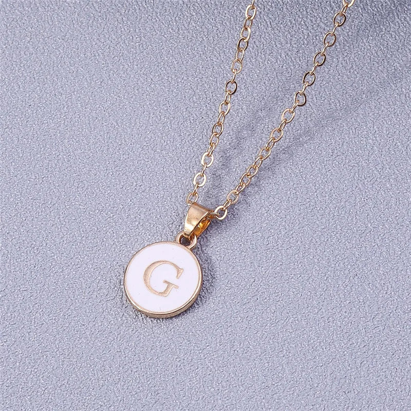 Collier Pendentif Initiales Femme | 26 Lettres A-Z Émail | Bijou Tendance Cadeau Anniversaire Fille