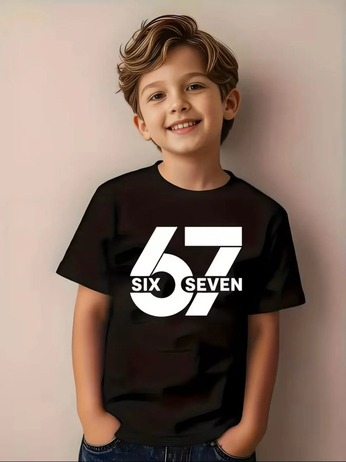 Boys & Girls 6 & 7 Number T-Shirt - Soft Breathable Tee with Neon Glow-in-the-Dark 6 & 7 Design, Machine Washable Spring Summer