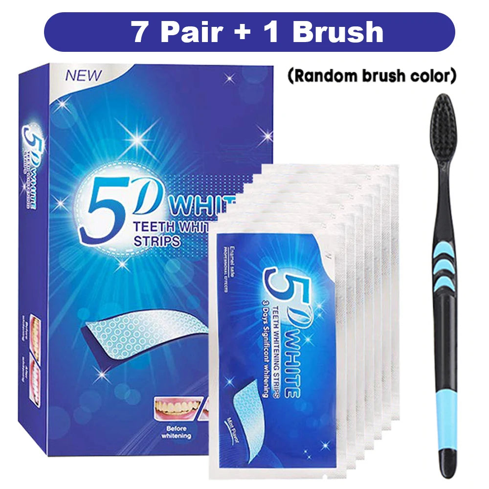Bandelettes Blanchissantes 5D | Gel Blanchiment Dents | Élimine Taches Café & Tabac | Kit Maison