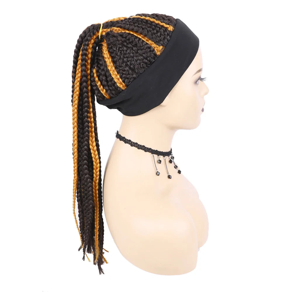 Perruque Headband Tresses Africaines Synthétique | 3 Brins | Queue de Cheval | Couvre-Cheveux | Fibre | Femme