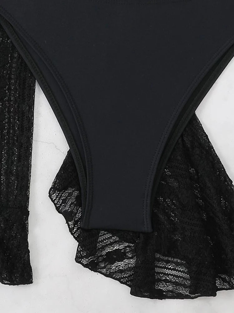 Maillot de Bain Femme 4 Pièces | Bikini Brésilien | Cover-Up Manches Longues | Uni | Plage & Soirée | Été 2026
