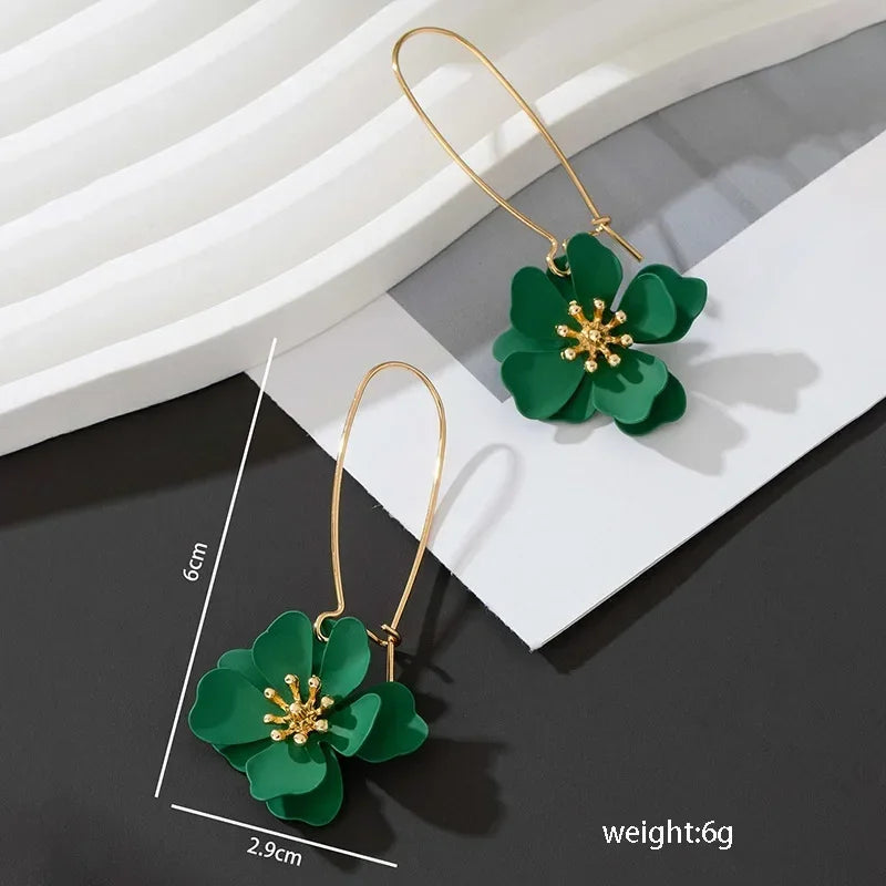 Hoop Earrings for Women Girls Spray Enamel Flower Geometric Ear Accessories Holiday Party Gift Fashion Jewelry EE007