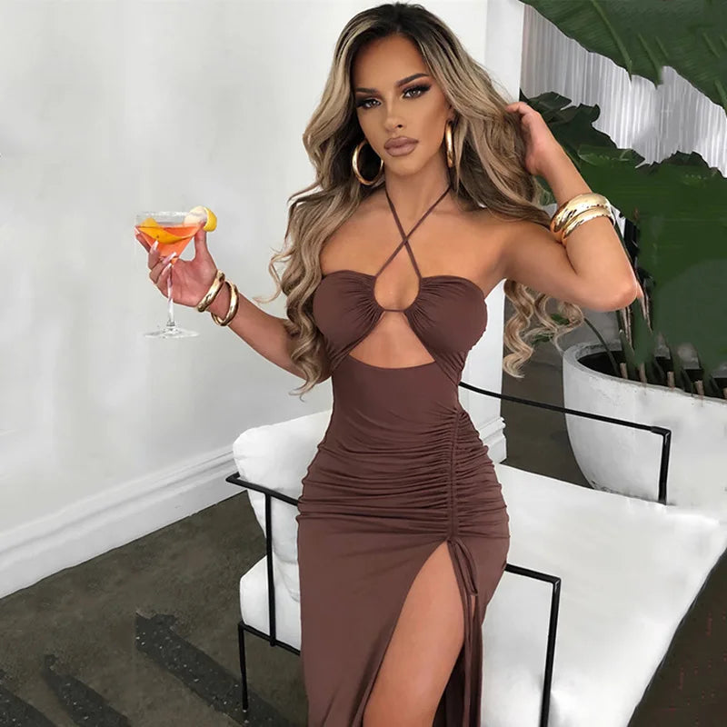 Sleeveless Sexy Female Midi Backless Dresses Slim Night Club Party Women's Dress Bodycon Elegant Dresses for Women