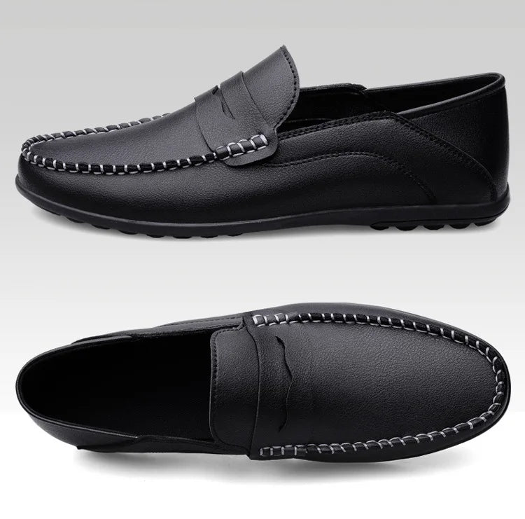 Mocassins Homme Mariage | Cuir Fendu Blanc | Chaussures Conduite Légères | Slip-On Casual Élégant 2026
