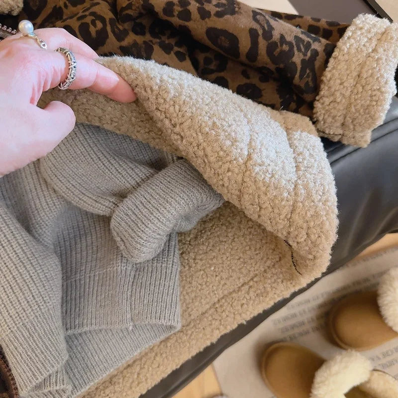 Veste Polaire Léopard Enfant | Coupe-Vent Épaisse Zippée | Automne-Hiver Garçon Fille
