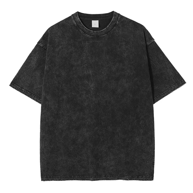 Men's Washed Vintage T-Shirts Street Hip Hop Retro Punk T Shirt Women Harajuku Casual Cotton Short Sleeve Acid Wash TShirts Top