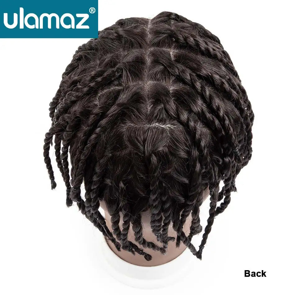 Perruque Tresses Twist Homme Indétectable | Prothèse Capillaire Crochet | Peau | Hair System | Homme Noir